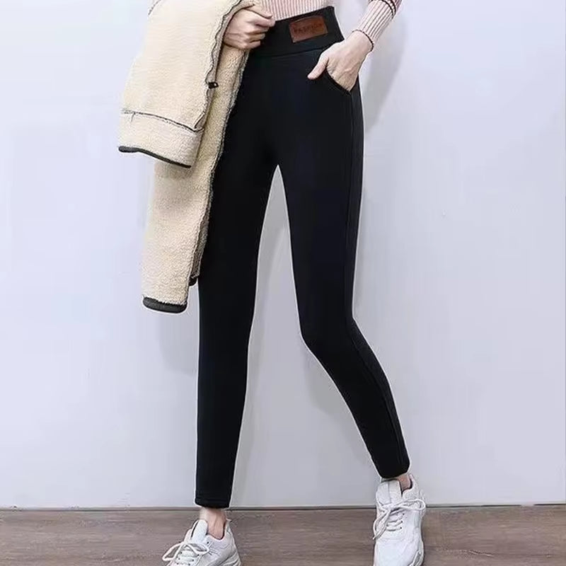 Women Lamb Fleece Leggings Seamless High Waist Thermal Winter Warm Legging Solid Lamb Fleece Casual Pants Female Streetwear