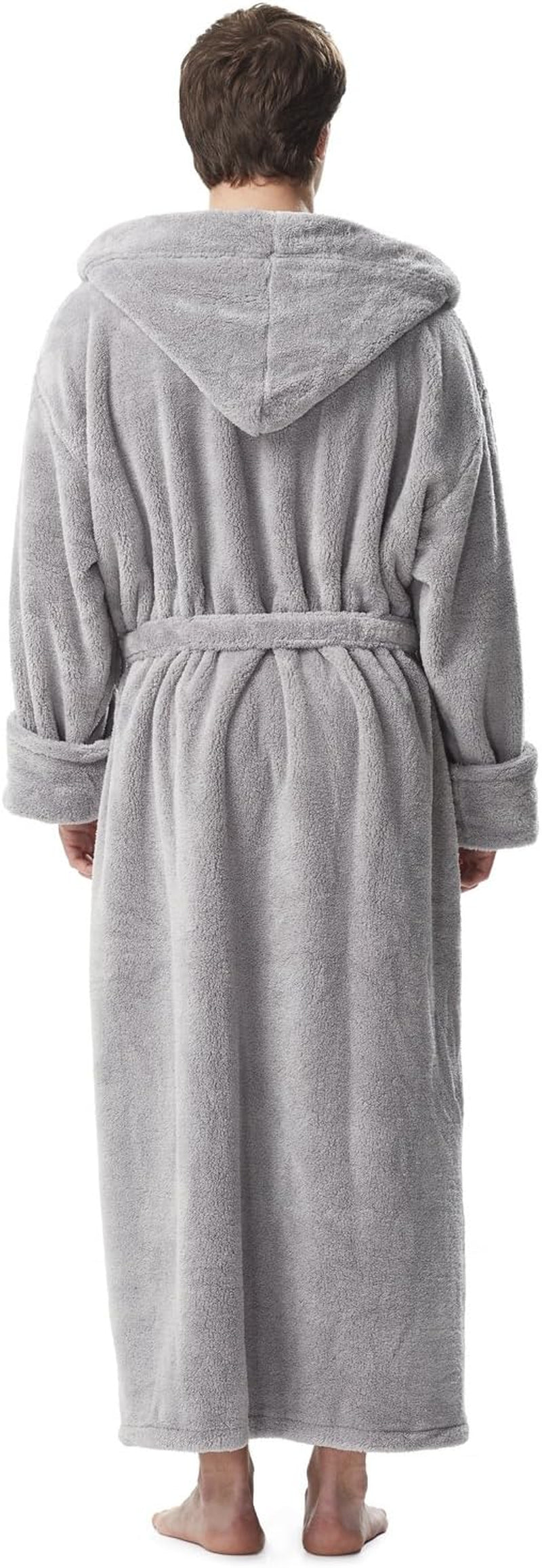 Men'S Fleece Robe, Long Hooded Turkish Bathrobe