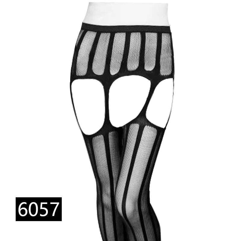 Women Sexy Lingerie Stockings Garter Belt Stripe Elastic Stockings Black Fishnet Stocking Thigh Sheer Tights Pantyhose Dropship